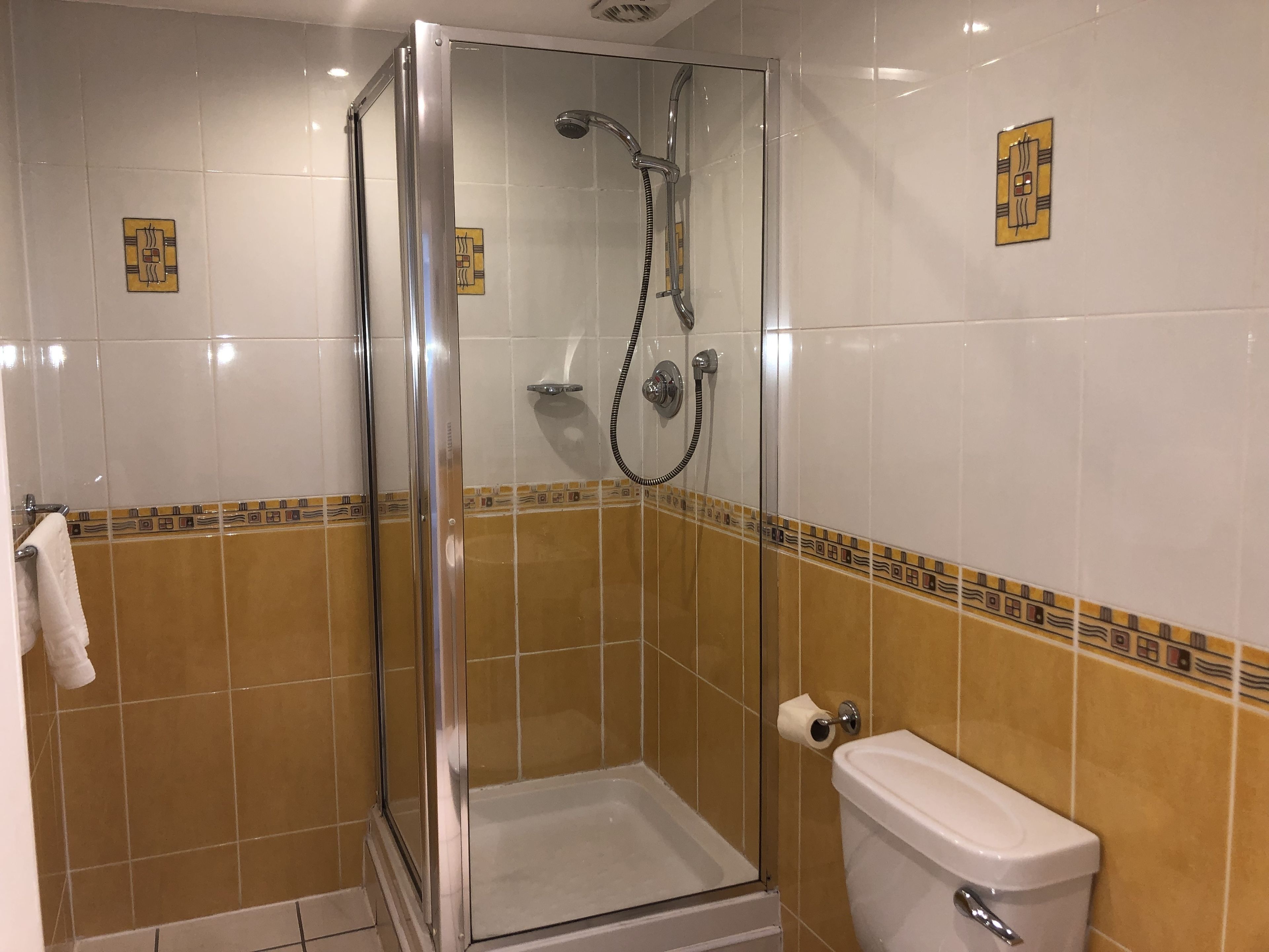 shower, free toiletries, hair dryer