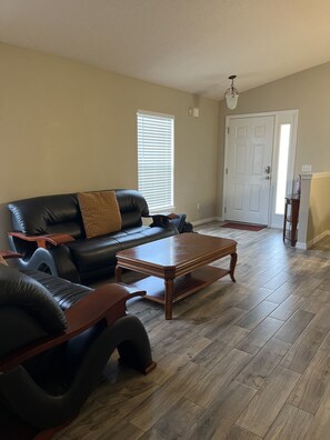 TV, DVD player, table football, ping pong