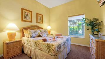 3 habitaciones, tabla de planchar con plancha y cuna de viaje