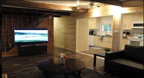 TV, fireplace, DVD player, video library
