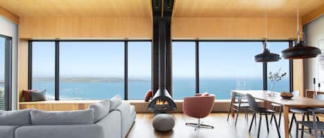 Smart TV, fireplace, foosball, table tennis