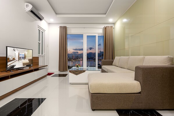 Apartment, 2 Bedrooms | Living room | Flat-screen TV - Salalem Monarchy Apartment Han Riverside (Da Nang)