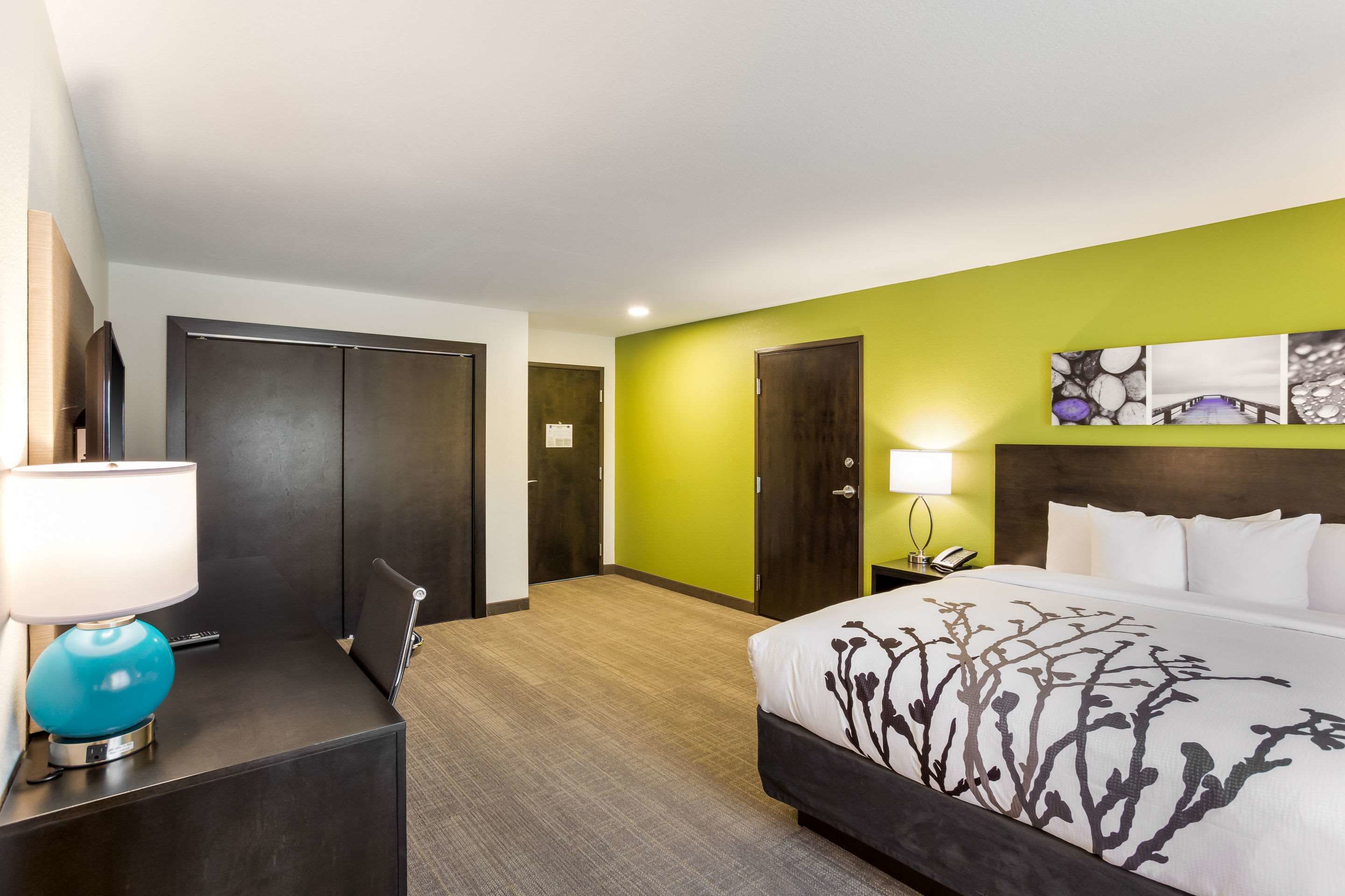 desk, laptop workspace, blackout curtains, soundproofing