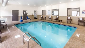 Indoor pool, open 7:00 AM to 10:00 PM, sun loungers