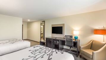 Standard Room, 2 Queen Beds, Non Smoking | Desk, laptop workspace, blackout drapes, soundproofing