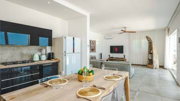 Moja Private Beachfront Suite, Amani Home Zanzibar | Private kitchen | Full-size fridge, microwave, oven, stovetop