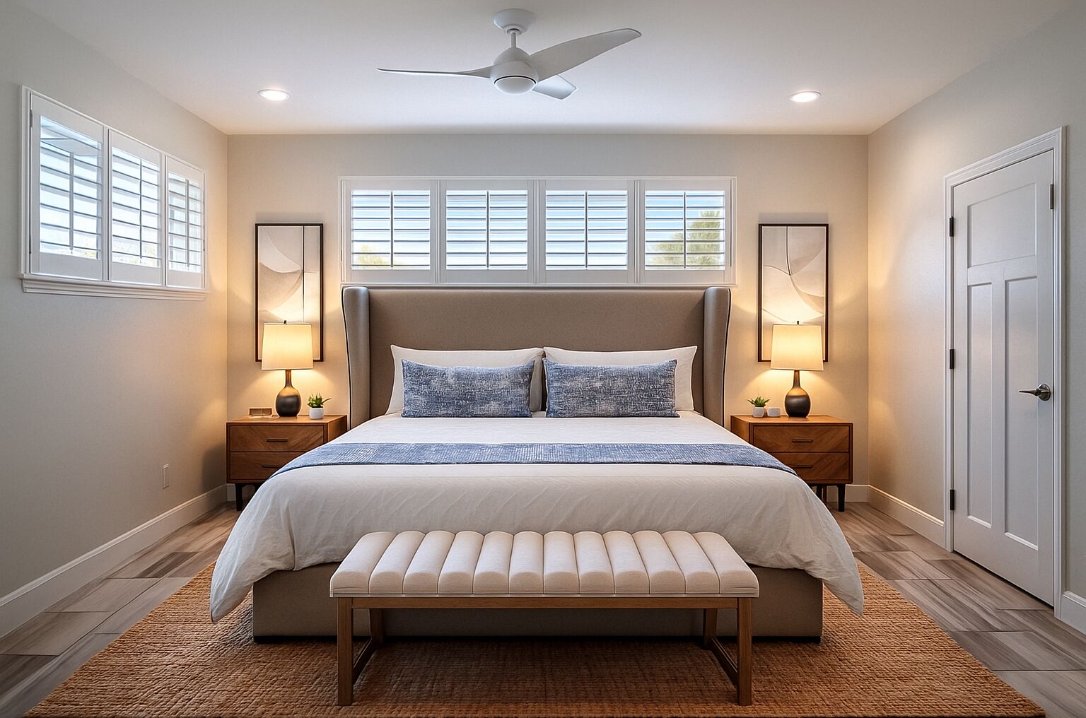 4 slaapkamers, een bureau, een strijkplank/strijkijzer, reisbedje