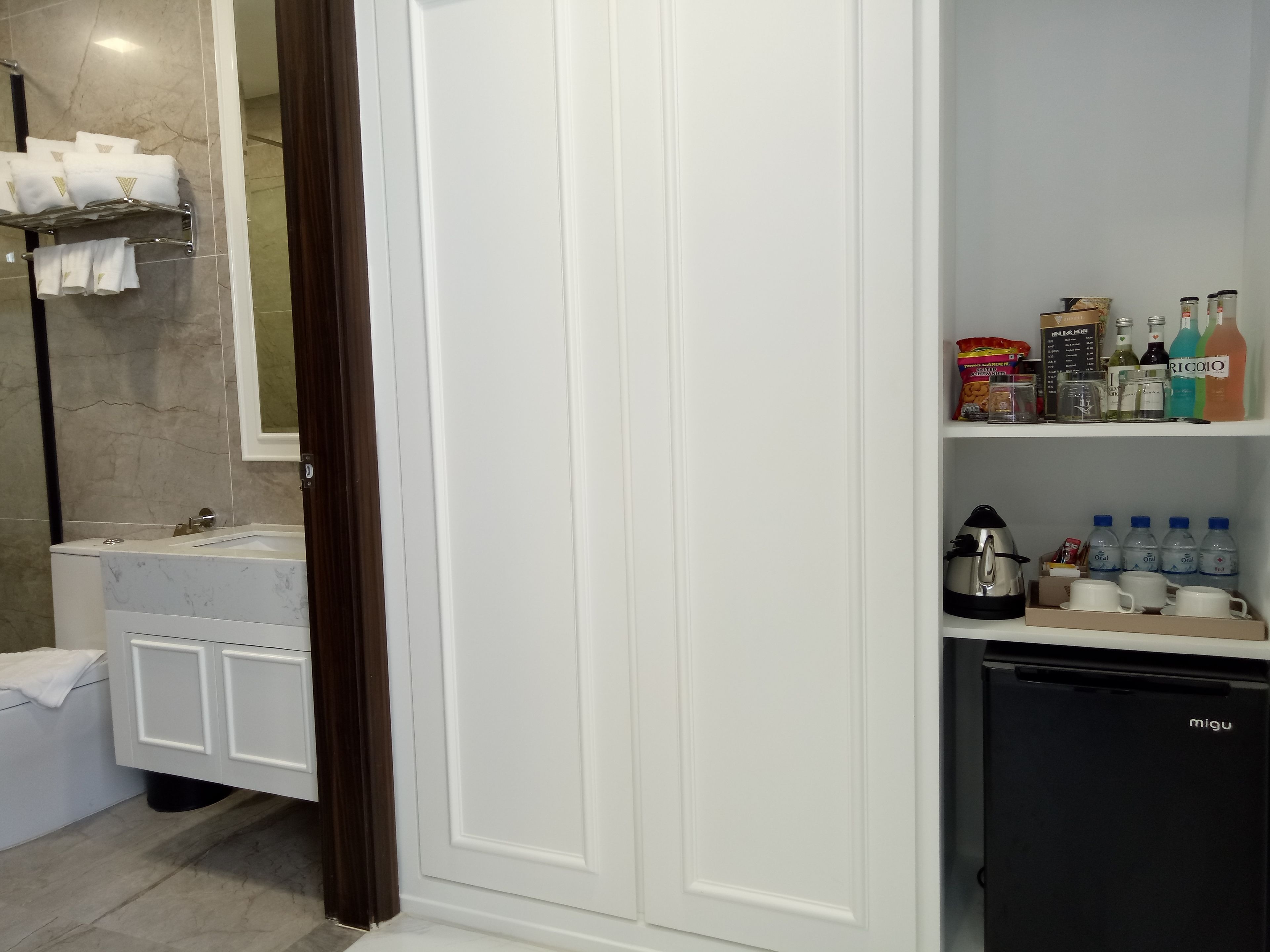 free toiletries, hair dryer, bathrobes, slippers