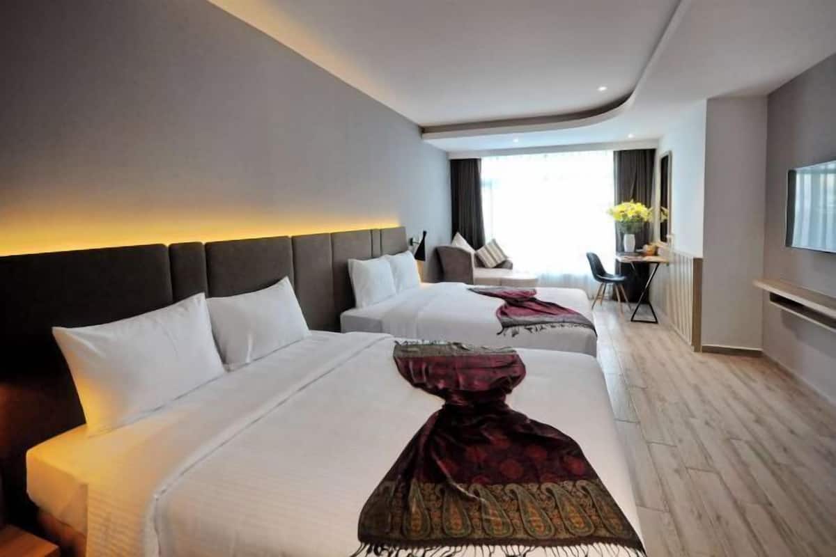 1 quarto, roupas de cama premium, camas com colchões pillow-top