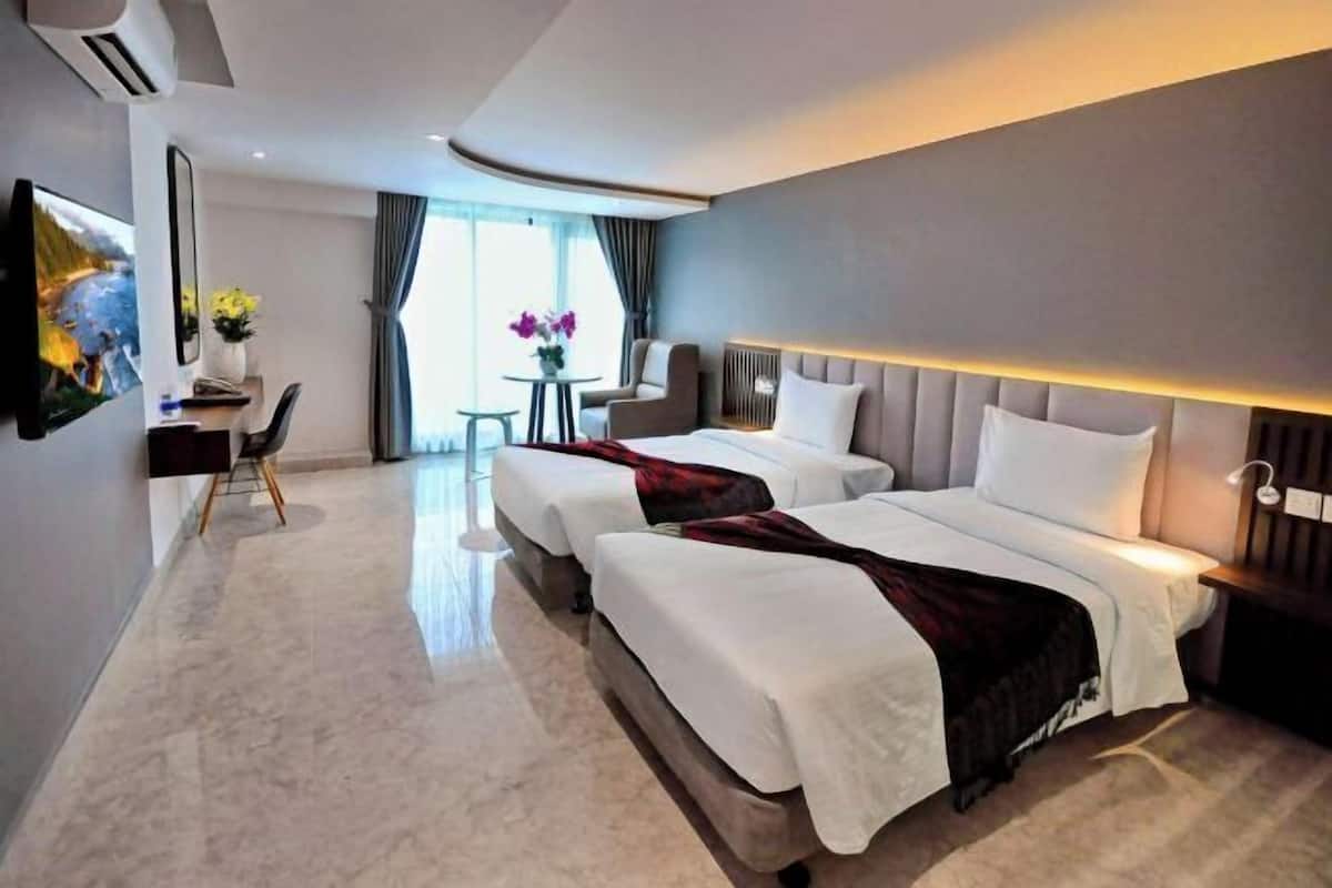 1 quarto, roupas de cama premium, camas com colchões pillow-top