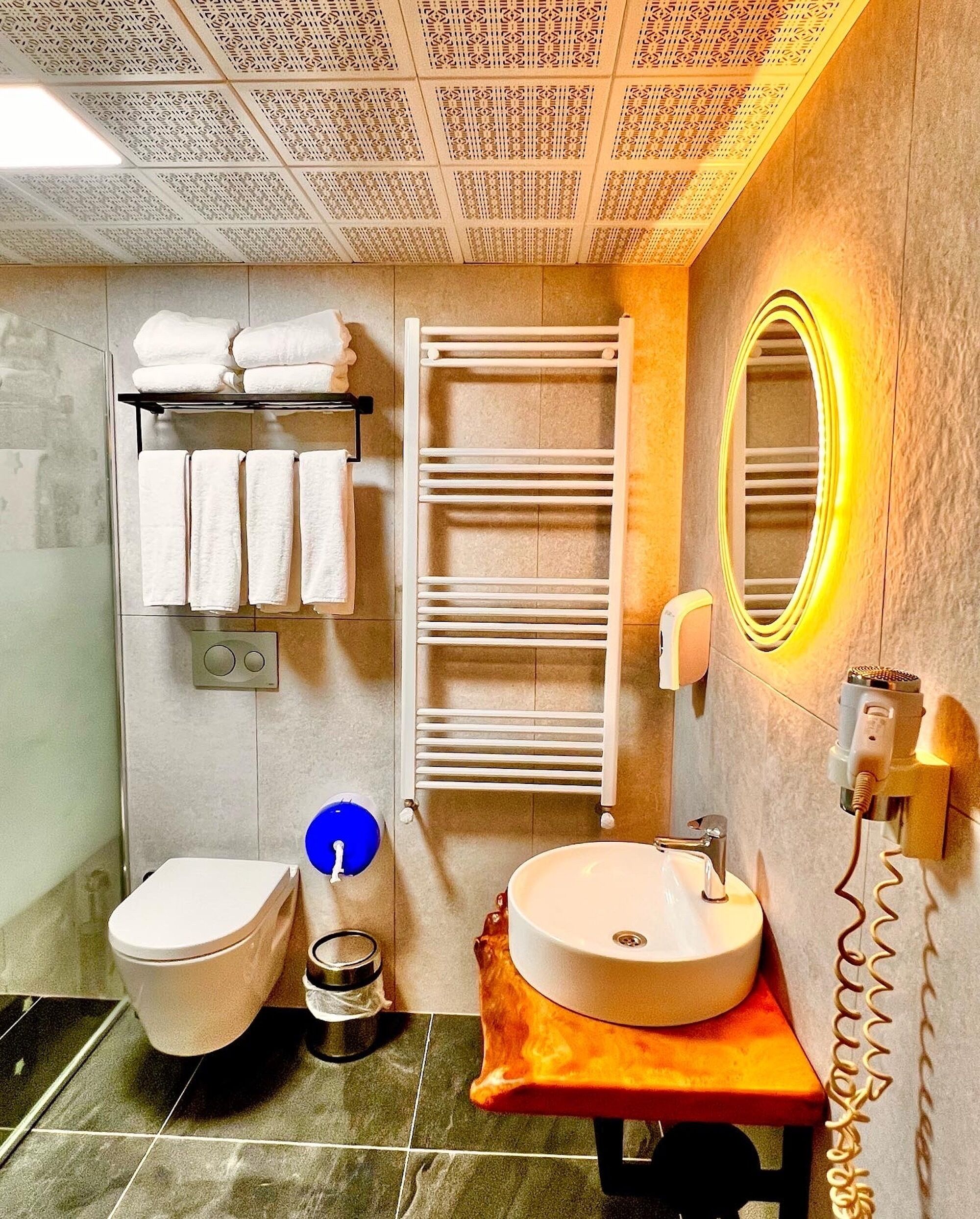 shower, free toiletries, hair dryer, slippers