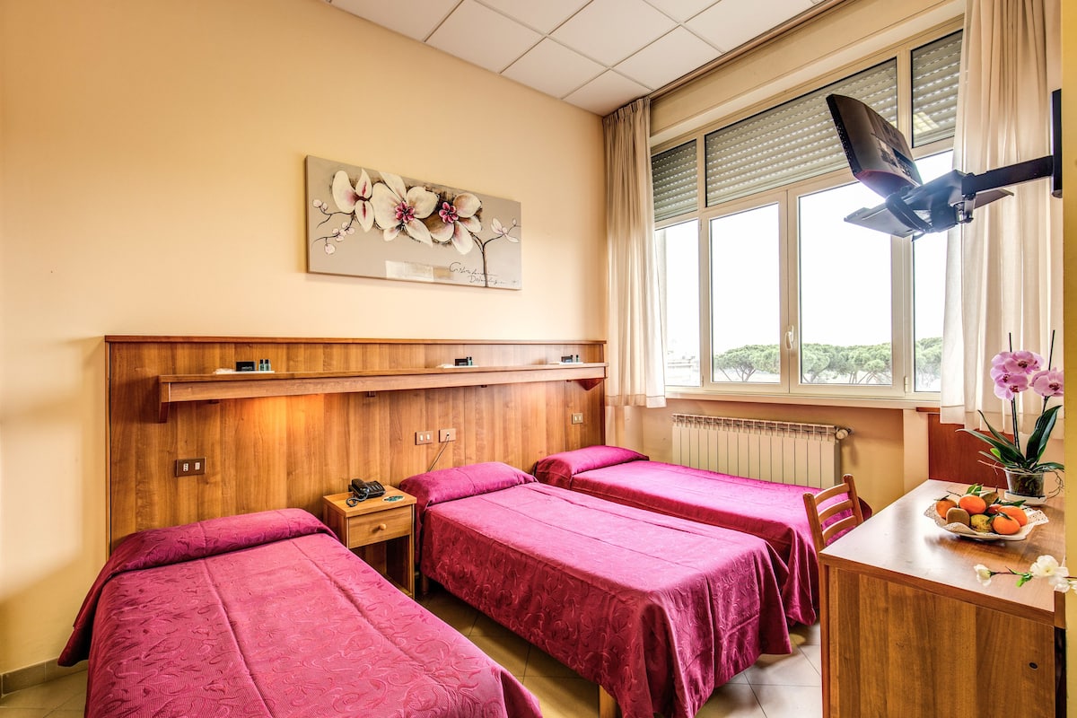 Down comforters, desk, cribs (surcharge), WiFi (free)