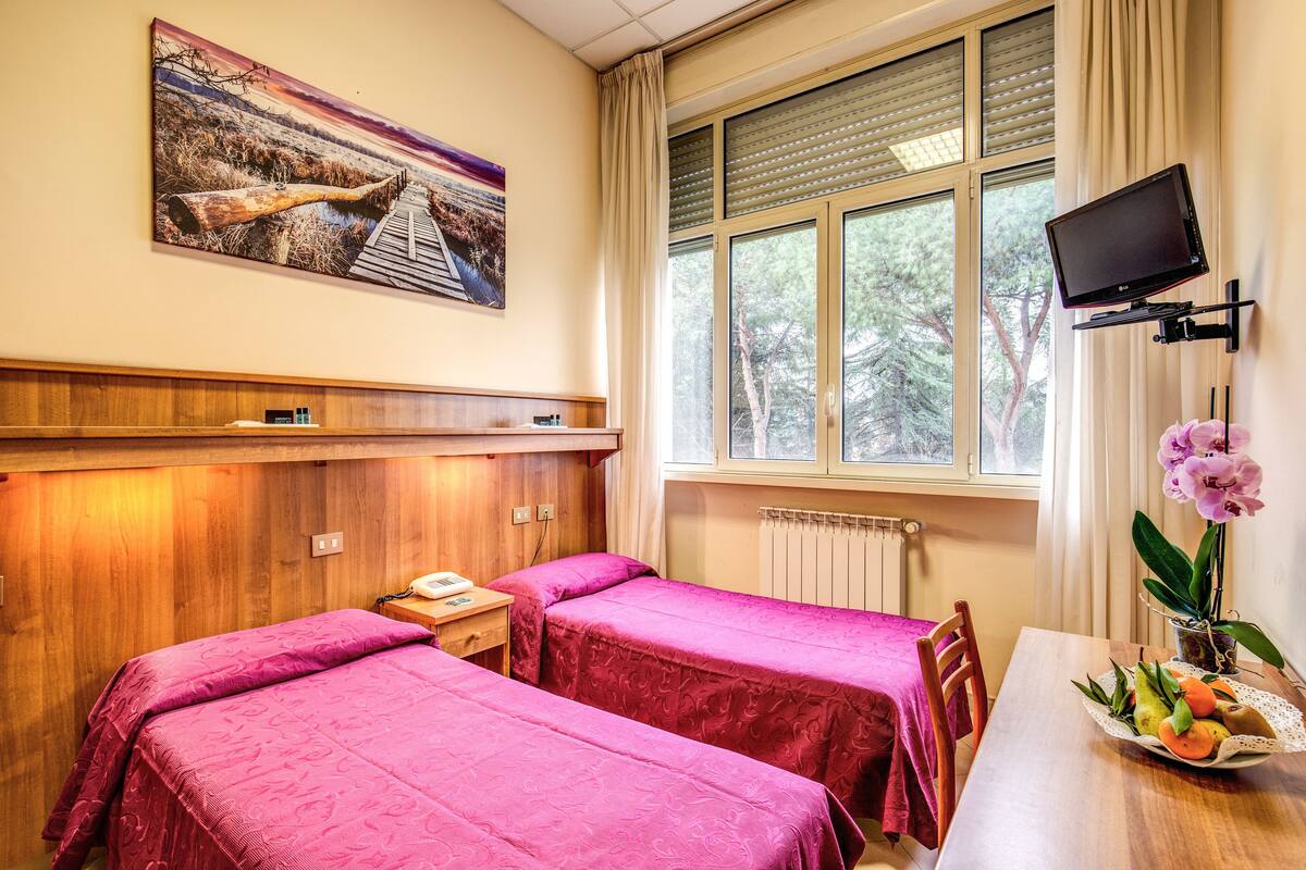 Down comforters, desk, cribs (surcharge), WiFi (free)