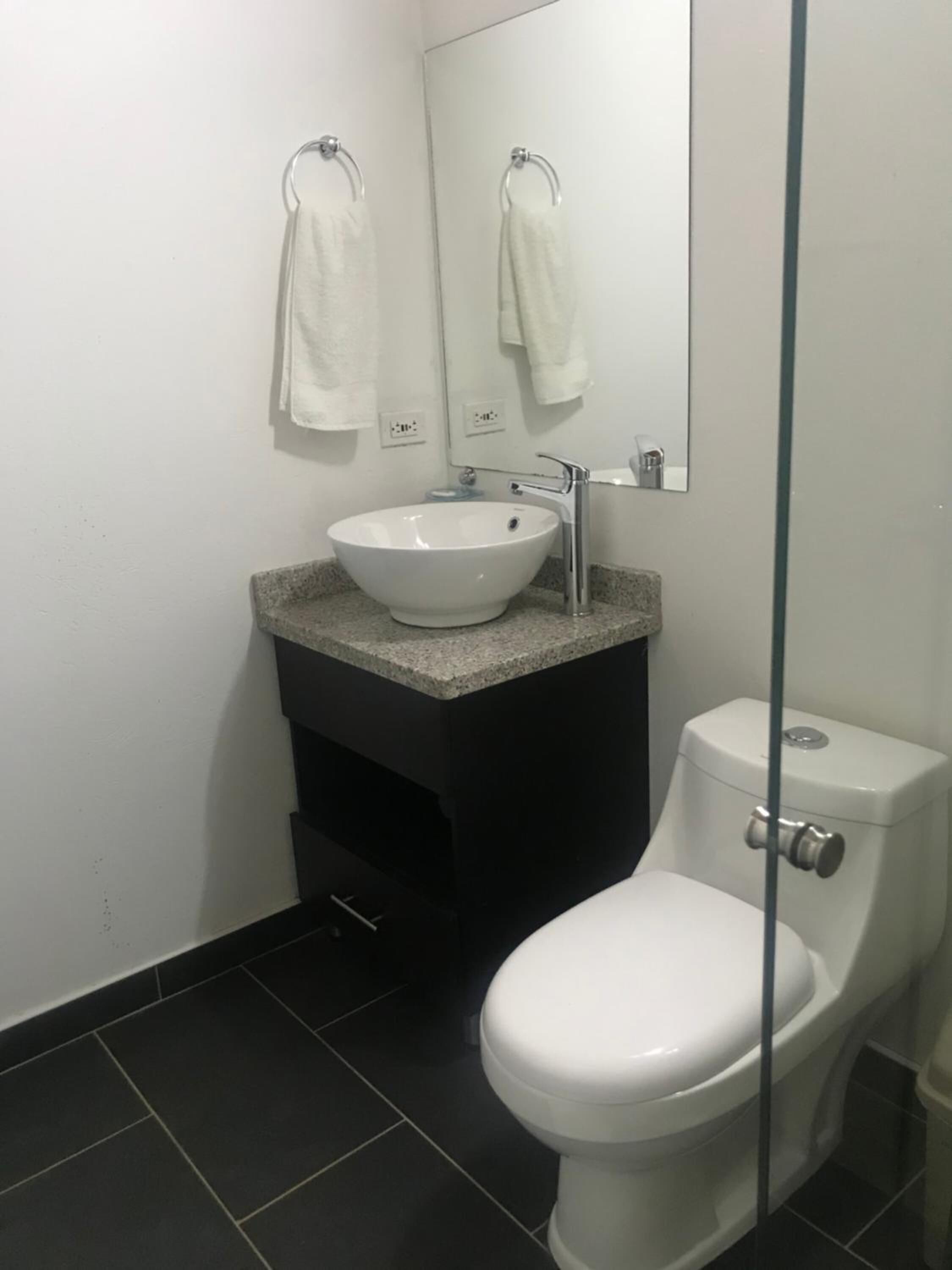 free toiletries, hair dryer, towels