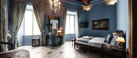 Deluxe Suite, 1 Queen Bed, Non Smoking, City View (Suite della Torre) | Frette Italian sheets, premium bedding, down duvets, memory-foam beds