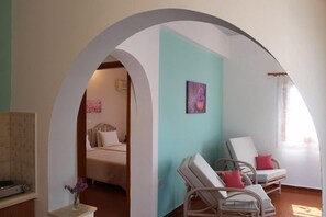 Familienbungalow, Meerblick | Wohnbereich