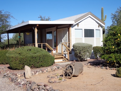 The Bunkhouse is a private guest house adjacent to Saguaro National Monument.