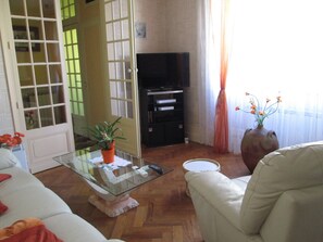 Fernseher, Kamin, DVD-Player, Bücher