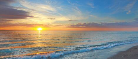 Plage à proximité, chaise longue, serviettes de plage