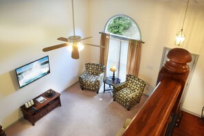 Smart TV, fireplace, DVD player