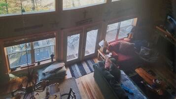 Smart TV, fireplace, DVD player, foosball