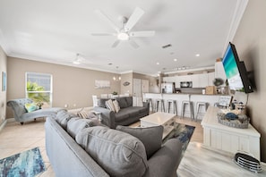 Smart TV, DVD player, books