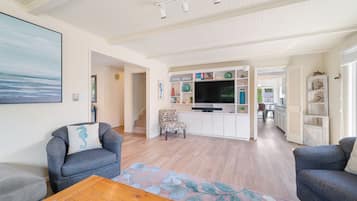 Smart TV, foosball, table tennis, books