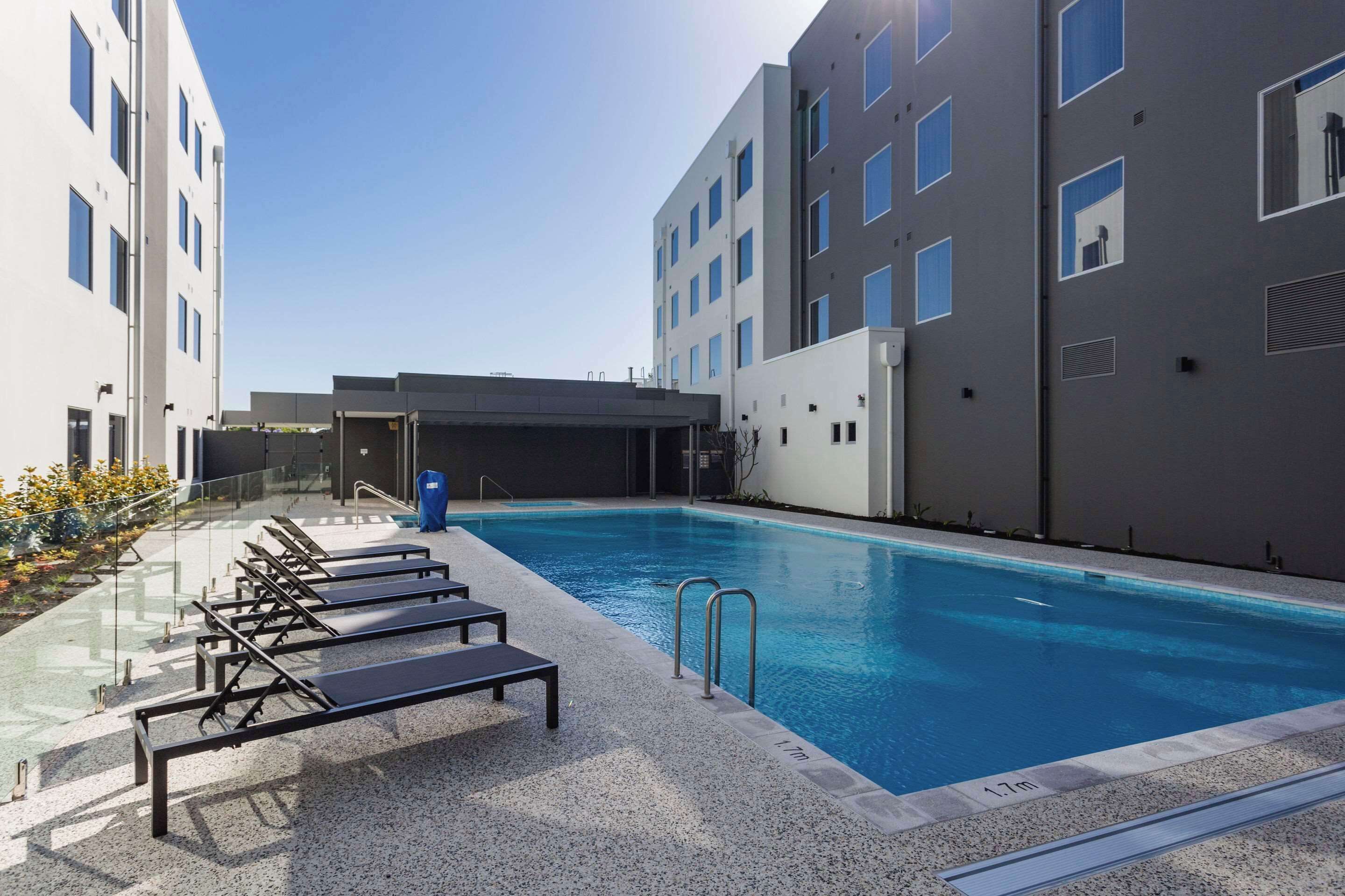 Outdoor pool, sun loungers