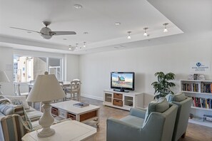 Flat-screen TV, DVD player