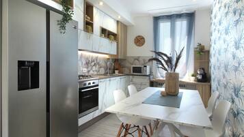 Frigorifero, microonde, forno, piano cottura