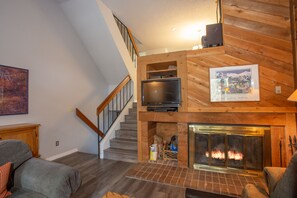 TV, fireplace