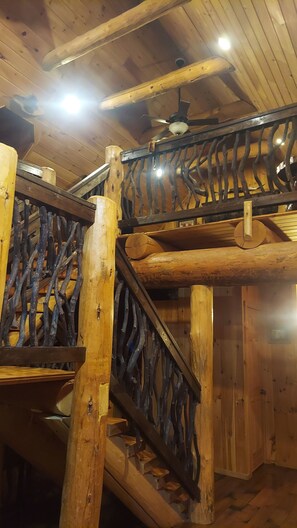 Interior - Full Log Cabin,11 wooded acres near Franklin NC. Sleeps 16 in Beds. Waterfalls. (Franklin)