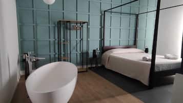 Habitación doble de lujo | Sábanas de algodón egipcio, ropa de cama de alta calidad y edredón