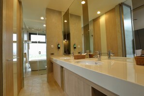 Secadora de cabello, bidet, toallas 