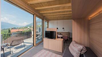 Loft, Balcony, Mountain View | Living area | 32-inch flat-screen TV with satellite channels