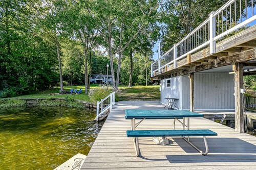 Lakefront family home in gated community with swimming area & dock - dogs OK