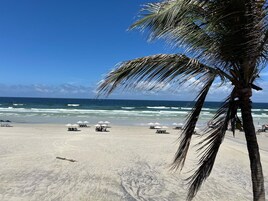 On the beach, white sand