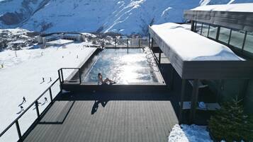 Indoor pool, open 10:00 AM to 10:00 PM, sun loungers