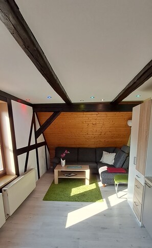 Departamento Deluxe, varias camas, para no fumadores | Área de sala de estar | Televisión de pantalla plana de 100 cm con canales vía satélite