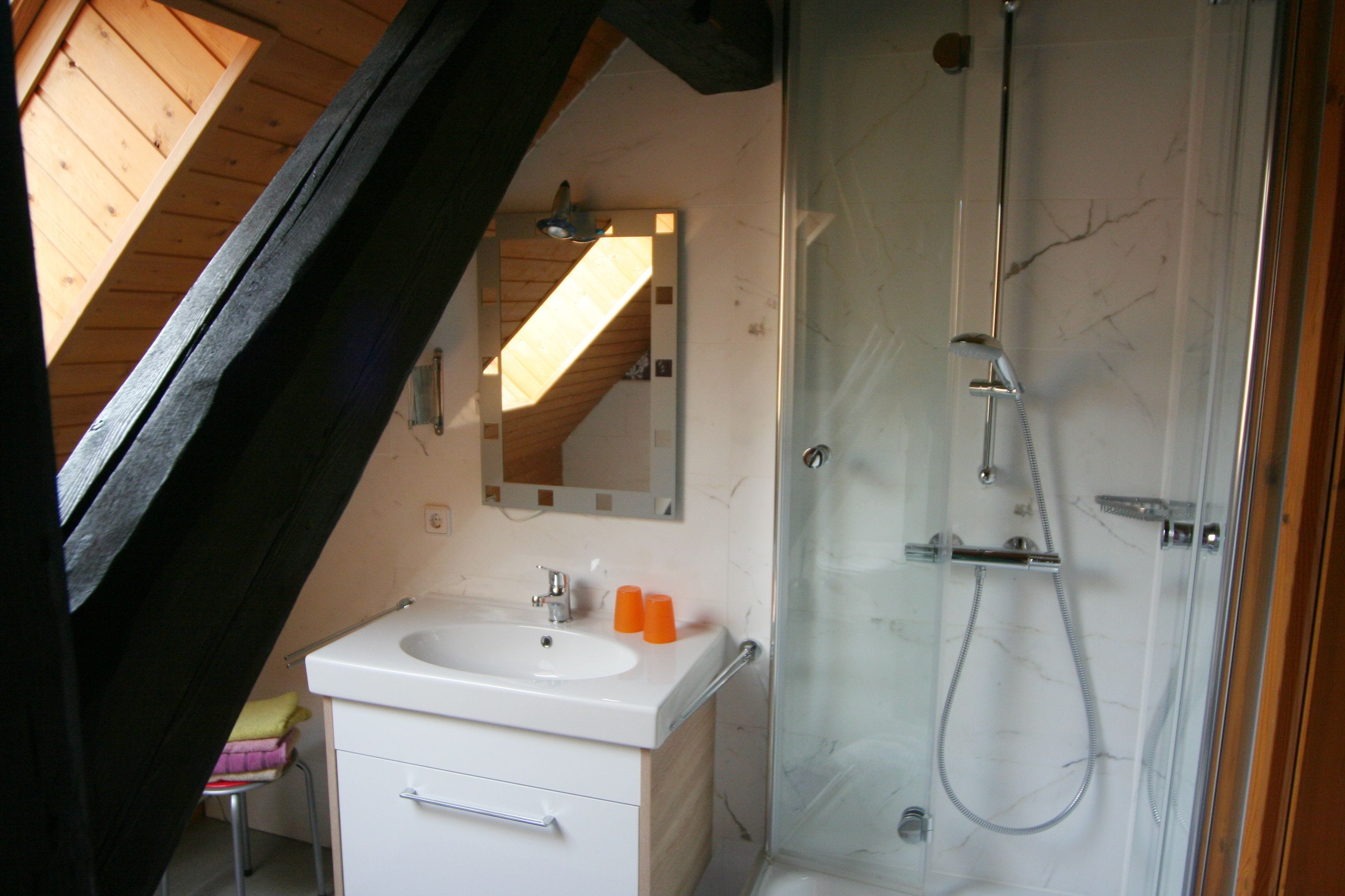 Apartamento luxo, várias camas, para não fumantes | Banheiro | Secador de cabelo, toalhas de banho, papel higiênico 