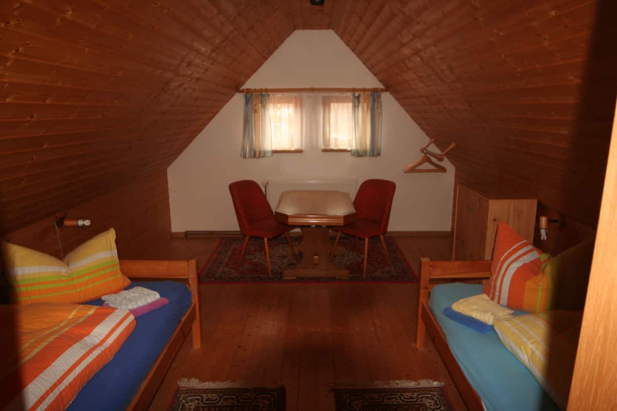 2 bedrooms, down duvets, blackout curtains, soundproofing
