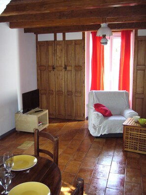 Télévision, lecteur de DVD, livres, vidéothèque