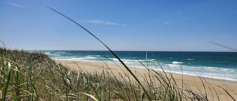 在海滩、沙滩椅、沙滩毛巾