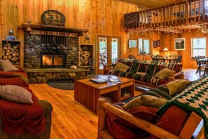 House (Multiple Bedrooms) | Living area | TV, fireplace - Sun Mountain Ranch Bunkhouse - Near Crater Lake (Fort Klamath)