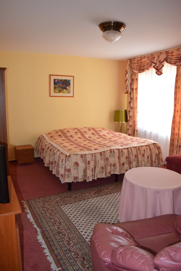 Blackout curtains, iron/ironing board, free WiFi, bed sheets