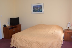 Blackout curtains, iron/ironing board, free WiFi, bed sheets
