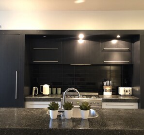 Luxury-Apartment, 3 Schlafzimmer, Nichtraucher, Stadtblick | Eigene Küche | Großer Kühlschrank, Mikrowelle, Ofen, Herdplatte