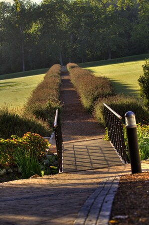 Romantisches Ferienhaus, 2 Queen-Betten, barrierefrei, Gartenblick | Blick auf den Garten