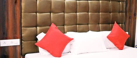 Desk, blackout curtains, rollaway beds, bed sheets