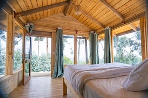 Habitación panorámica doble, 1 cama de matrimonio, chimenea, vistas a la montaña